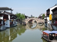Bridge in ancient watertown Qibao in Minhang district